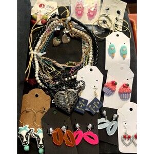 Girls Teen Jewelry Lot Earrings Necklaces Chokers Y2K Cute Pendant Watch